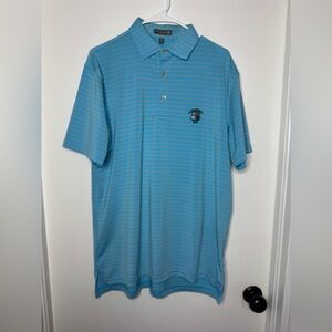 Peter Millar Summer Comfort Blue With Orange Strip Polo Men Shirt